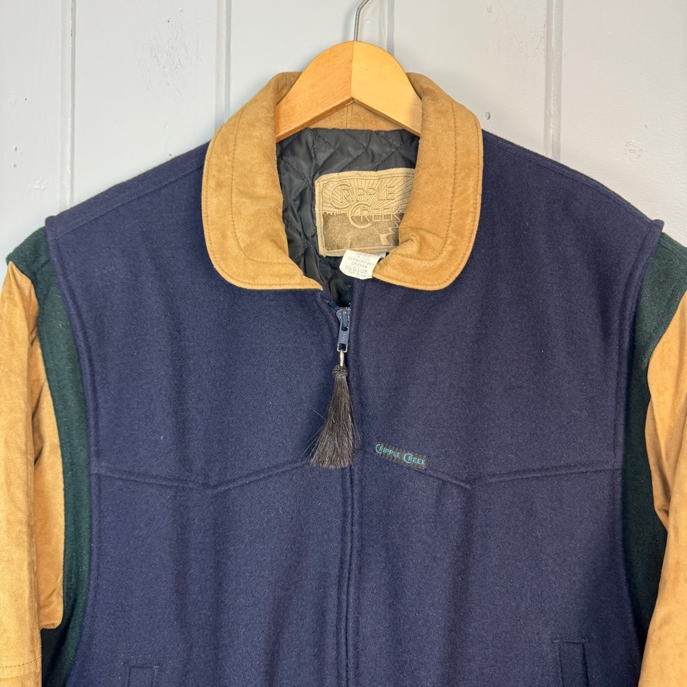 Vtg Cripple‎ Creek Rodeo Letterman Leather Varstiy Jacket Mens medium Made USA - Picture 2 of 16